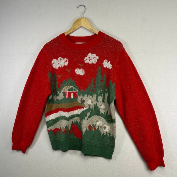 Woman's Red Holiday Christmas Sweater - Size Medium Festive Cozy - Picture 3 of 10